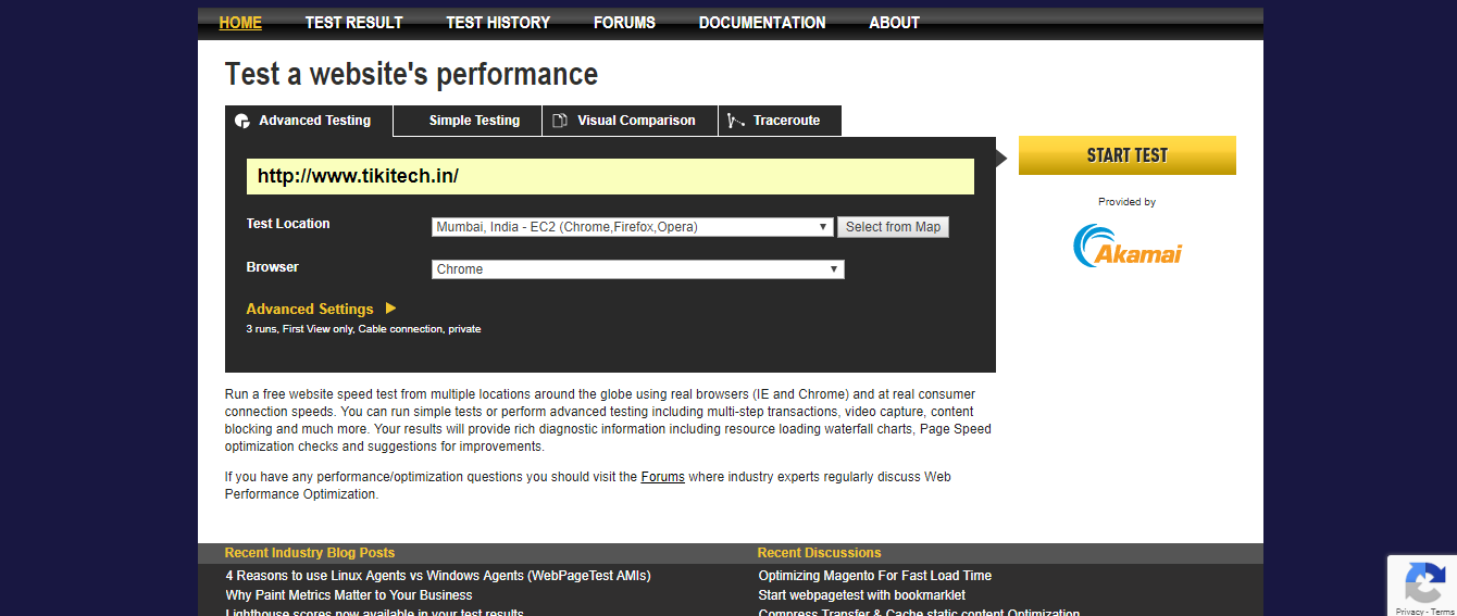 Webpagetest-Website Speed Optimization